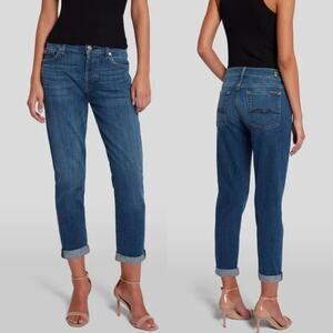 7 For All Mankind Josefina Boyfriend Jeans Broken Twill Vanity Mid Rise Size 30